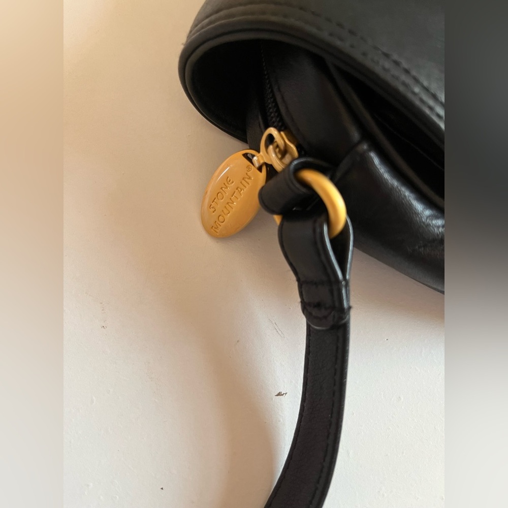 Vintage Stone Mountain Black Soft Leather Crossbody Purse Shoulder Bag USA made - Picture 9 of 16